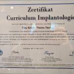 Zertifikat Curriculum Implantologie Kristin-Theres Tischer